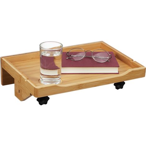 Tablette de lit, Mini Table de Chevet à Pincer, pour Couchage Mezzanine, HxLxP : 9x36x25,5 cm, Bambou, Nature (1/5)