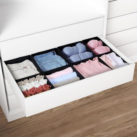Organisateur Tiroir Lot de 8 Botes de Rangement Pliable,Compatible PAX 100×58 cm,Rangement Tiroir Noir Pour ORGANISATEUR DE TIROIR (1/5)