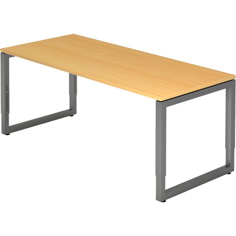 bümö Schreibtisch Serie-R Rechteck: 180 x 80 cm  Buche Graphit