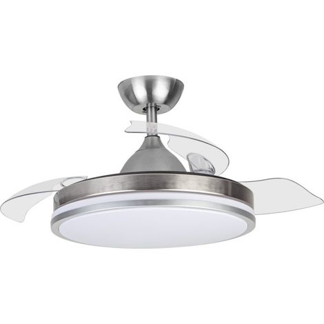 Ventilateur de plafond avec lumière LED Orgebozo  Télécommande  Silencieux  3 pales rétractables de 105 cm  Mode Hiver-Été