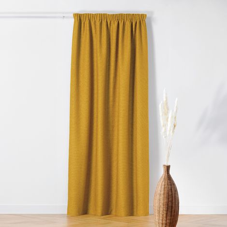 Rideau Thermique à Galon Fronceur - Effet Bouclette Jaune moutarde 140x260 cm (1/3)