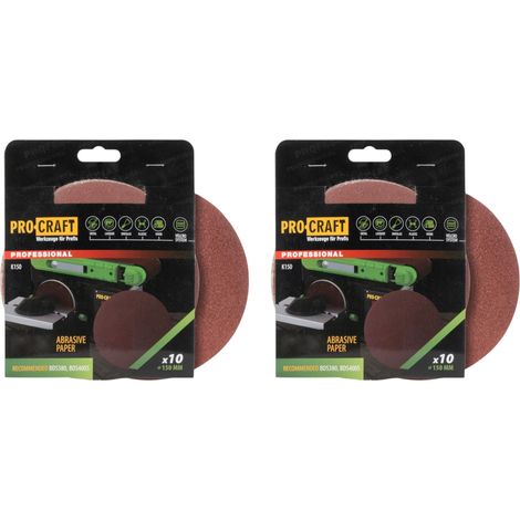Papel de lija Procraft K150.180 con velcro, 150 mm, P180, 20 unidades, para lijadoras excéntricas (1/2)