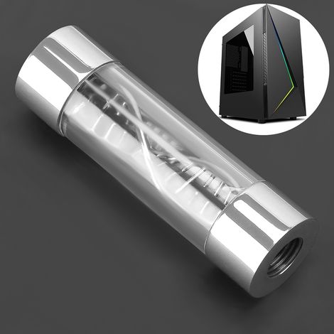 Spiralförmiger Metall-Durchflussmesser G1/4 für PC-Flüssigkeitskühlung, erhältlich in verschiedenen Farben (Silber).