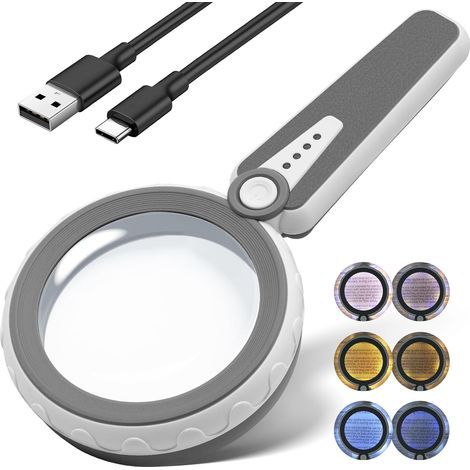 15-fache Vergrößerungsglas – Große 11,7 cm Linse – Wiederaufladbar – 6 Farbmodi – 1200 mAh – Ideal für Senioren, Präzisionsarbeiten und kreative Hobbys (1/5)