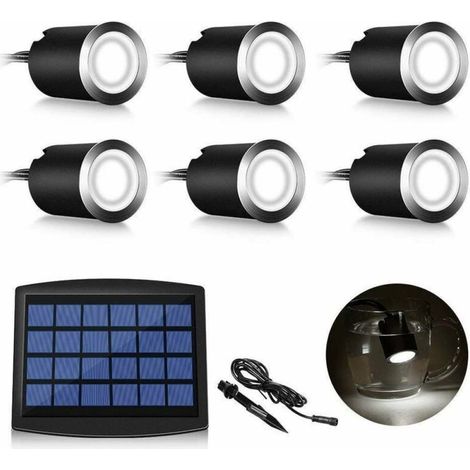 Ensemble de 6 mini spots LED encastrables solaires, 3 W, pour éclairage extérieur, résistants à la rouille, supportant une charge jusqu'à 800 kg, 12-24 V CC (1/5)