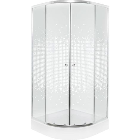 Pack Paroi de douche + receveur semi-circulaire PIXEL WH 2 portes coulissantes et 2 verres fixes 80 x 80 cm