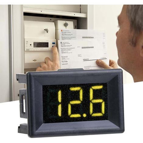 Voltmètre numérique 0,36 pouce 3 fils DC 0-100V affichage LED voltmètre étanche (jaune) (1/5)