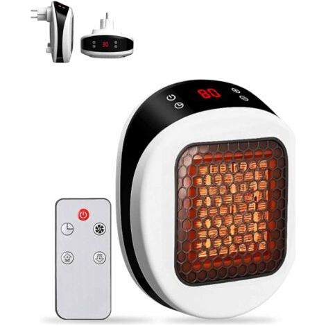 Plug sur Lunaheater, radiateur spatial portable Lunaheater, chauffage à fiche portable avec télécommande, élément de chauffage en céramique PTC, chaleur puissante en 30 secondes (White) (1/5)