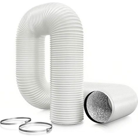 150mm Tuyau d'évacuation d'air 6m, tuyau flexible en PVC et aluminium, tuyau d'évacuation avec 2 colliers de serrage en acier (1/4)