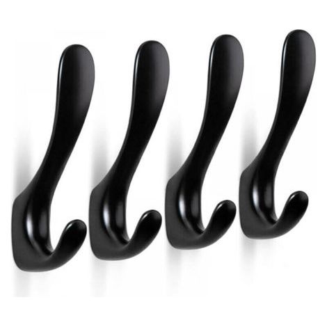 Lot de 4 crochets muraux à visser en alliage de zinc, crochets muraux indépendants, crochets pour vêtements, chapeaux, serviettes, sacs à dos (noir) (1/4)