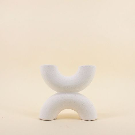 Vase en porcelaine beige 2 entrées, H21cm (1/5)