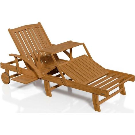 [GEBRAUCHT] B-Ware Gartenliege klappbar Sun Scape Sonnenliege wetterfest Akazienholz verstellbar (1/2)