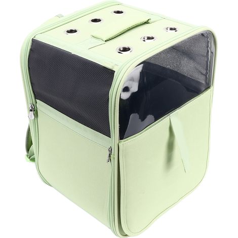 Sac à dos de transport pour animaux de compagnie en maille respirante avec 3 côtés en filet pour petits chiens, chats et lapins, vert menthe (1/5)