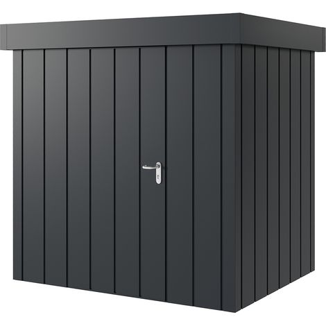 Hörmann Metall-Gerätehaus "Juno" mit Flachdach, JFD4 - Modern Europapromotion, 214 x 166 cm (B x T), anthrazit, 1-flüglige Tür, Anschlag links (1/5)