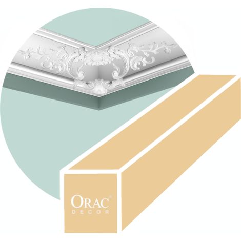 Cornisa de esquina con volutas decorativas - Orac Decor - L200xP18,2xH18,2cm - Caja de 4 metros - C338B