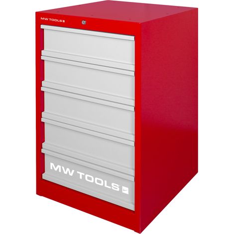 Mw Tools – Armoire d'atelier 5 tiroirs – Construction en tôle d'acier 0,7-1,0 mm – Ouverture 100% des tiroirs – Serrure à cylindre – DELK5
