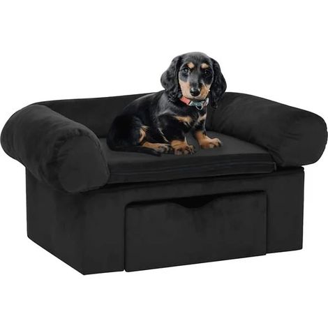 Canapé pour chien avec tiroirs, noir, 75x50x38 cm, peluche.
