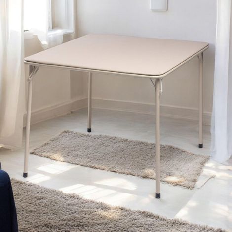 Tables Consoles de Salon Square Oak, Structure Métallique Robuste et MDF Plateau Rembourré en Cuir Synthétique, Pliable et Portable pour Bureau, Salon, Cuisine, 86 x 86 cm (1/5)