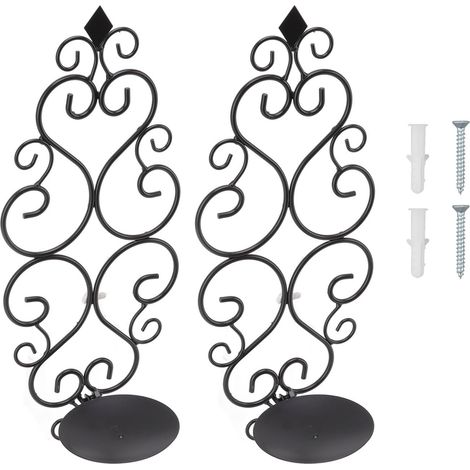 Eosnow 2 Stück Kerzenhalter, exquisiter klassischer Stil, schwarzer Eisen-Kerzenständer zur Wandmontage, für Wohnzimmer, Schlafzimmer, Flure