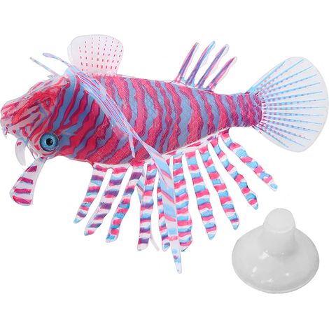 Aquarium artificiel simulé Silicone poisson-lion ornement lumineux décoration d'aquarium rouge et bleu (1/5)