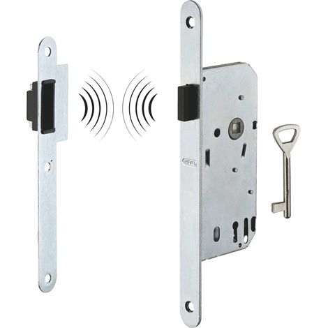 Thirard – Serrure encastrable magnétique à clé pour porte de chambre – Pêne dormant silencieux – Têtière acier à bouts ronds – Entraxe 40mm
