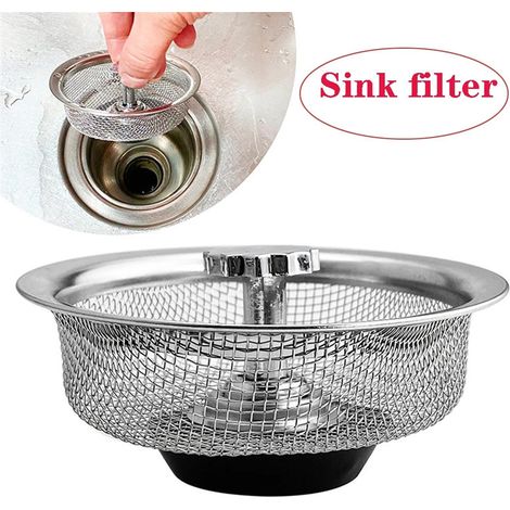 Küchenspülenfilter — Universeller Edelstahl-Abflussfilter mit Stöpselfunktion (Abflusssieb / Siphon) (1/5)