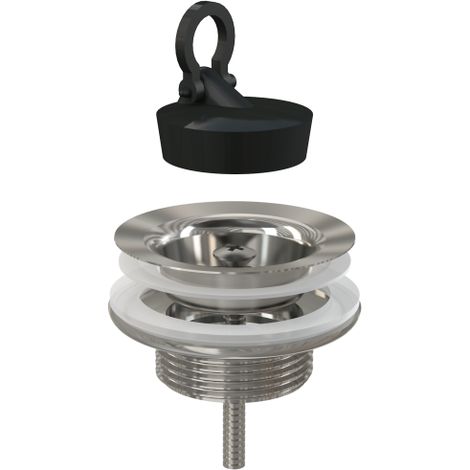 DESAGÜE PARA LAVABO DE ACERO INOXIDABLE DE 5/4" CON TAPÓN DE PVC, ALTA CALIDAD