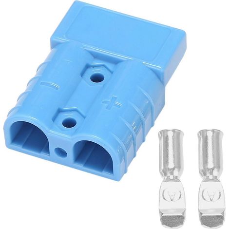 Connecteurs de type Anderson 50 A 600 V 6-12 AWG AC/DC pour outils électriques, bornes plaquées solides 6 AWG, bleu (1/5)