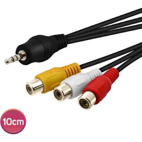 Trade Shop - ACVO ADATTATORE AUDIO VIDEO DA JACK 3.5MM MASCHIO A 3X RCA FEMMINA 10CM AV-3RCA - (1/5)