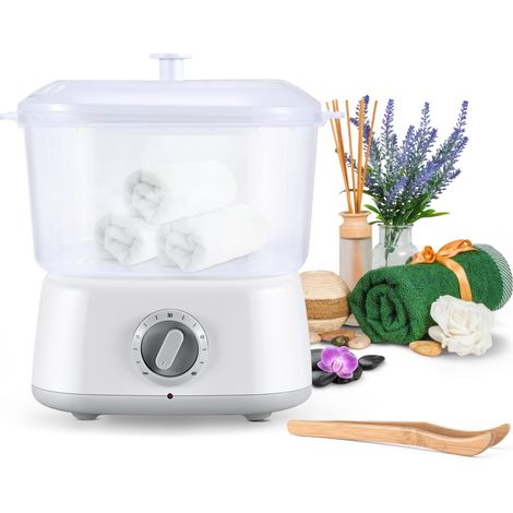 Chauffe Serviette Esthetique avec Pince à Serviette 202°F en 10 Minutes, Seche Serviette Electrique Vapeur pour Spa, Salon, Rasage Blanc (1/5)