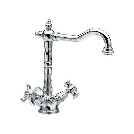 LAVABO CHAMBORD BEC POTENCE MOBILE METAL BROSSE +Vidage - CRISTINA ONDYNA CH11177 (1/3)