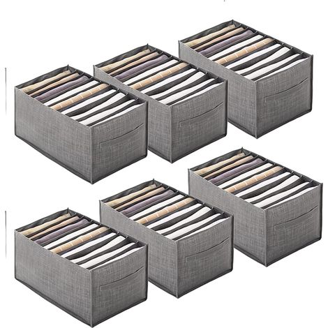 6 Pièces Chemise Organisateur de Tiroir pour Vêtements Boîte de Rangement Portable en Non-tissé, Organisateur de Placard à Compartiment Pliable pour Legging, Chandail-9 Grilles avec Poignée 44x25x20cm (1/5)