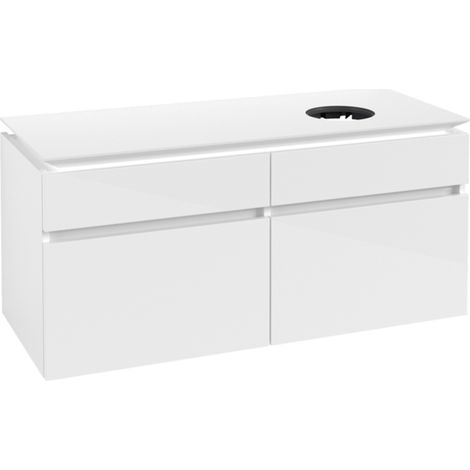 Lavabo VB US Legato 1200x550x500mm 4 tiroirs, vasque à droite, blanc brillant (1/2)