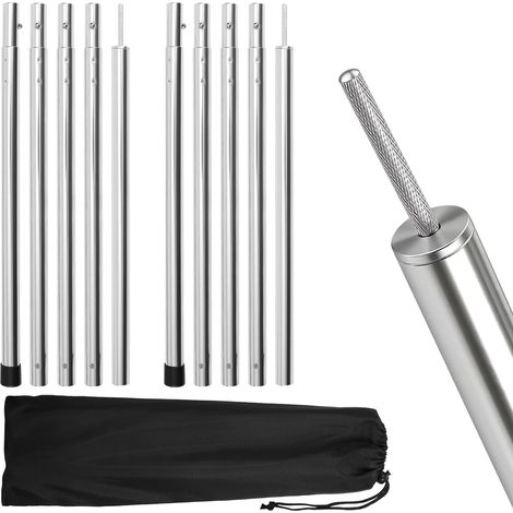 Wolketon Toldo reutilizable para tienda de exterior de aluminio 2 m Plata, 4 piezas con bolsa de transporte, para camping Plata