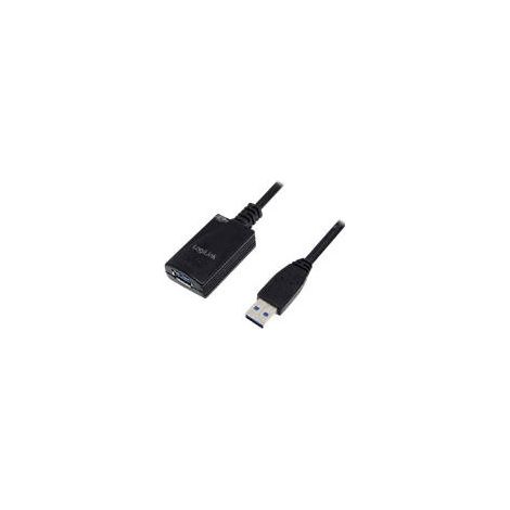 LogiLink Aktives USB 3.0-Kabel, USB-A/M auf USB-A/F, 5 m, Verstärker, Schwarz