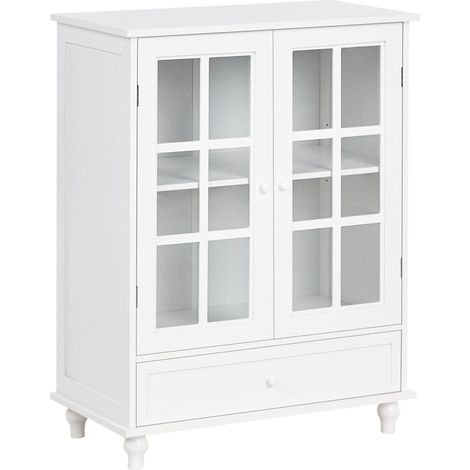 Glass Display Sideboard CARLET 71 cm White (1/5)