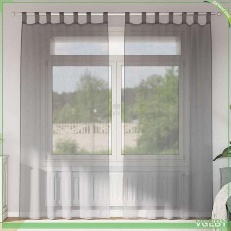 4102274 Rideaux en voile avec boucles 2 pcs gris foncé 140x245 cm (1/5)