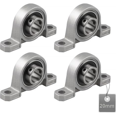 (Size: 20mm,KP004)4Pcs Pillow Block Bearings,Bearing Unit,Ball Bearings,Zinc Alloy Bearings,Pillowcase Bearings,Ball Bearings,with Solid Cast Iron Base