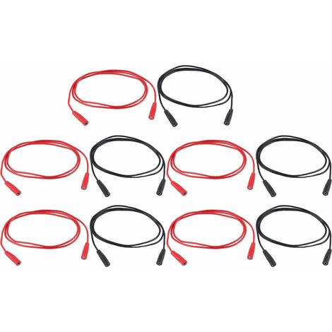 Fiche Banane Femelle-Femelle - 1000 V - 15 A - Câble 0,44 mm² - Connecteur 2 mm - Pour Tests Électriques - 5 Pièces (1/5)