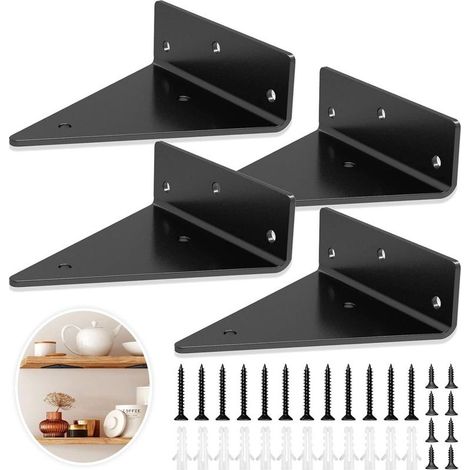 Shelf bracket - wall bracket - steel - industrial shelf bracket - 130x140mm - 4-piece floating shelf bracket - wall shelf (1/5)