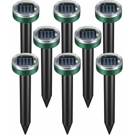 8er-Pack Solar-Maulwurfvertreiber, Ultraschall-Maulwurfvertreiber, intelligenter Solar-Maulwurfvertreiber, kombiniert Geräusche und wasserdichtes Solarladegerät für Gärten und Rasenflächen im Freien (1/4)