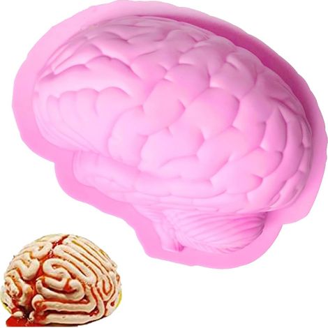 Moule en silicone motif cerveau - 21,6 cm - Moule à gâteau amusant pour pudding, gâteau, chocolat (1/5)