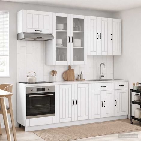 vidaXL Unità Cucina LUCCA 8 pz Bianco Legno ingegnerizzato (1/5)