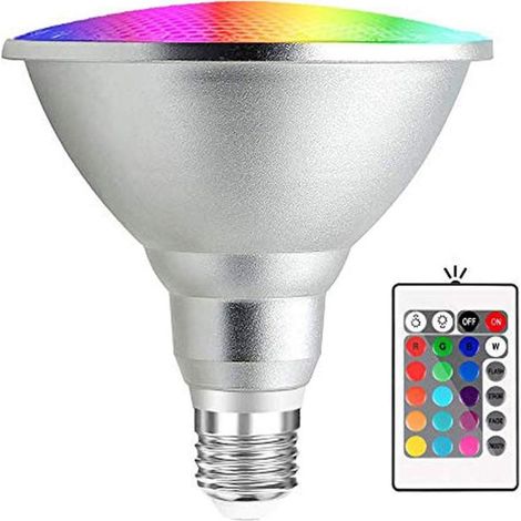 20 W Ampoule LED RGB E27 Par38 étanche avec télécommande IR 24 touches (RGB et blanc froid) [Classe énergétique A+] (1/5)