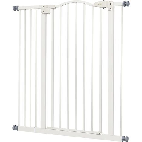 Pressure Fit Dog Stair Gate No Drilling Safety Gate Auto Close  Doorways, Hallways, 74-94cm Adjustable, 94cm Tall, White (1/5)