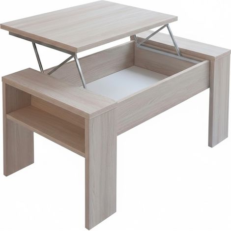 Tavolino Da Salotto Trasformabile Con Piano Sollevabile E Vano Contenitore Tavolo Moderno Per Living Soggiorno Smart Working 98 x 50 x 43 Cm Colore Rovere Chiaro