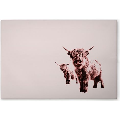 Leinwandbild Tiere Kühe M1-No.51146 - Kunstdruck auf Leinwand in Beige Braun - Wandbild 45 x 30 cm (1/5)