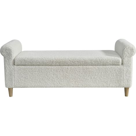 Pouf de rangement, repose-pieds rembourré en tissu avec couvercle relevable, style scandinave compact pour le salon ou la chambre (1/3)