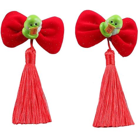 paire de pinces à cheveux décoratives pour le Nouvel An, avec nœud et pompon. Pinces à cheveux pour enfants, motif serpent décoratif en résine.-C (1/5)