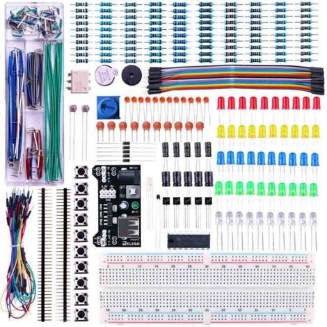 Kit Électronique Mis à Jour avec Module d'Alimentation pour Arduino UNO R3 MEGA 2560 NANO Raspberry Pi et STM32